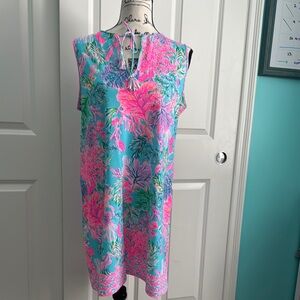 Lilly Pulitzer Pink and Blue Floral Midi Dress